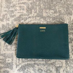GiGi New York Snakeprint Leather Clutch in Green